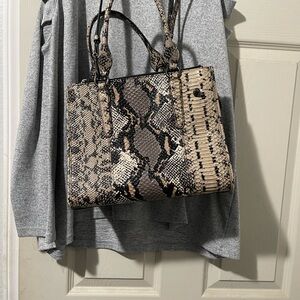 Coach Python Snake Print Crossbody Bag - Black and Tan
